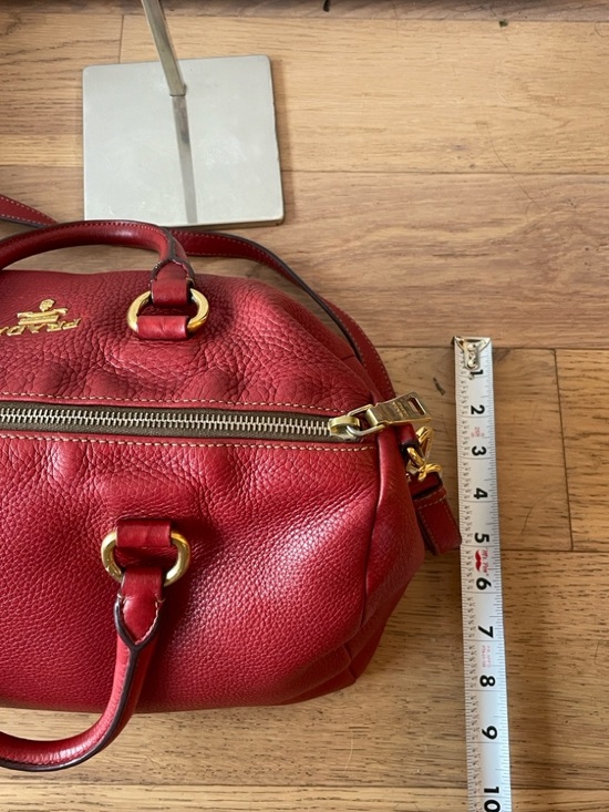 Prada Red Pebbled Leather Shoulder Bag with Gold Hardware - Picture 14 of 16